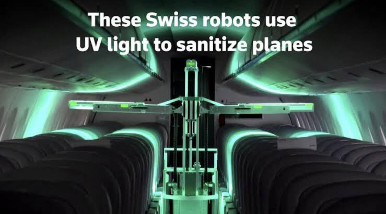 روبوت سويسري يستخدم الأشعة فوق البنفسجية لقتل الفيروسات على متن الطائرات