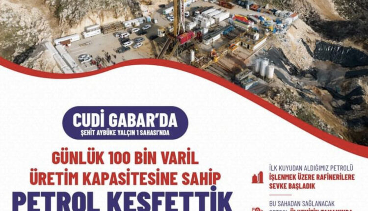 اكتشاف احتياطي نفط جديد في Cudi-Gabar في تركيا بطاقة إنتاجية 100000 برميل في اليوم